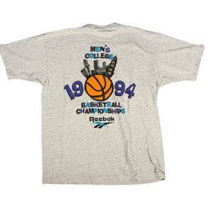 Vintage Reebok College Basketball Championships 1994 T Shirt Gray Short Sleeve